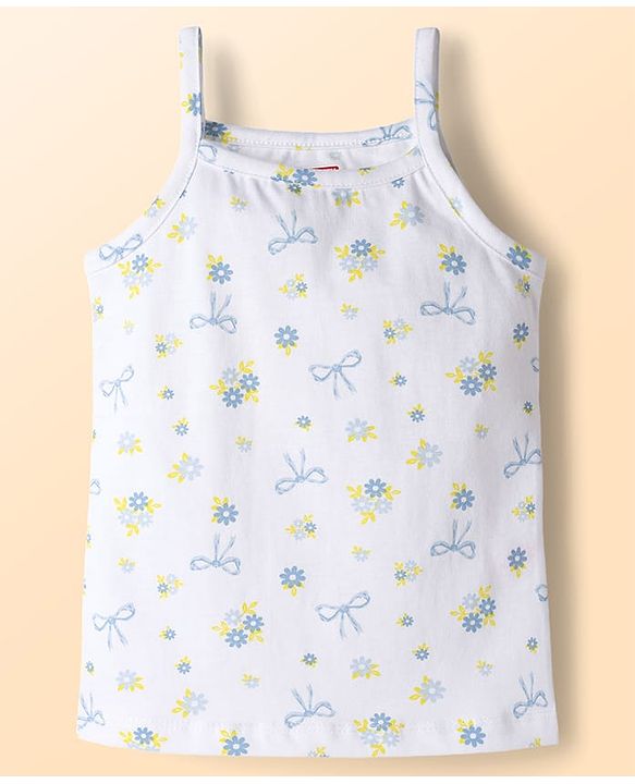 Babyhug 100% Cotton Single Jersey Knit Sleeveless Slips with Floral & Duck Print Pack of 3 - Multicolour