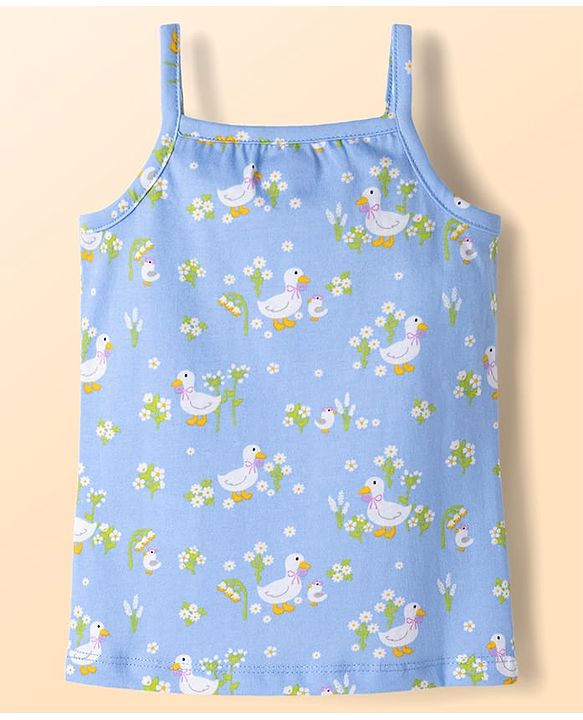 Babyhug 100% Cotton Single Jersey Knit Sleeveless Slips with Floral & Duck Print Pack of 3 - Multicolour