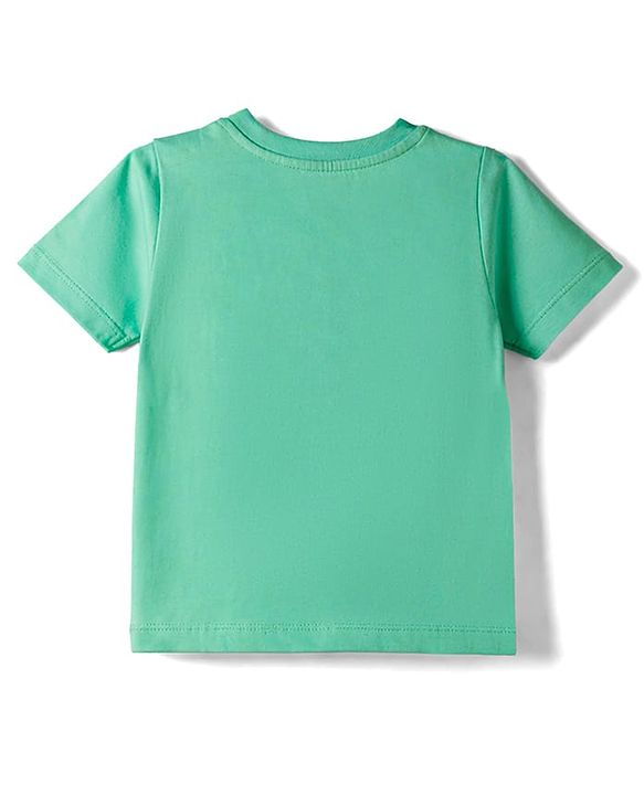 Babyhug Single Jersey Knit Half Sleeves T-Shirt & Shorts Set With Animal Print - Green & Blue