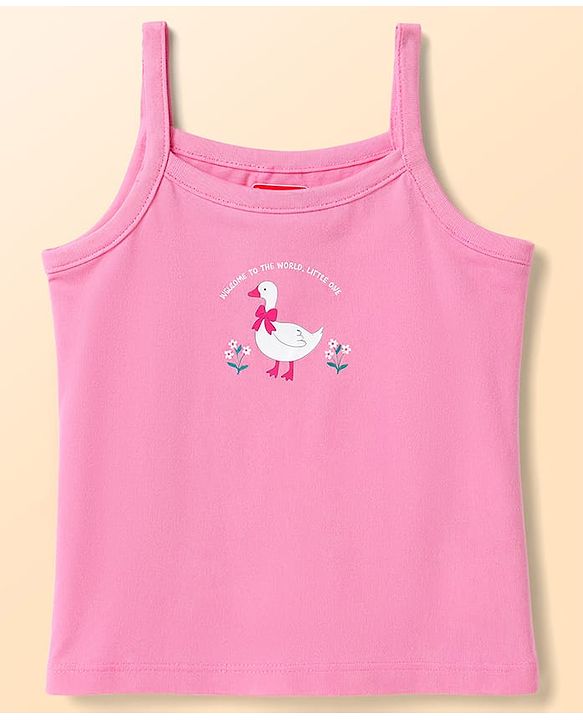 Babyhug 100% Cotton Single Jersey Knit Sleeveless Slips with Floral & Duck Print Pack of 3 - Multicolour