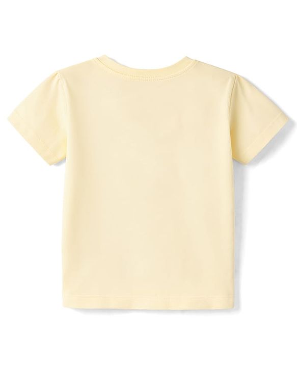 Babyhug Single Jersey Knit Half Sleeves T-Shirt & Denim Shorts Set with Animal Print - Yellow & Blue
