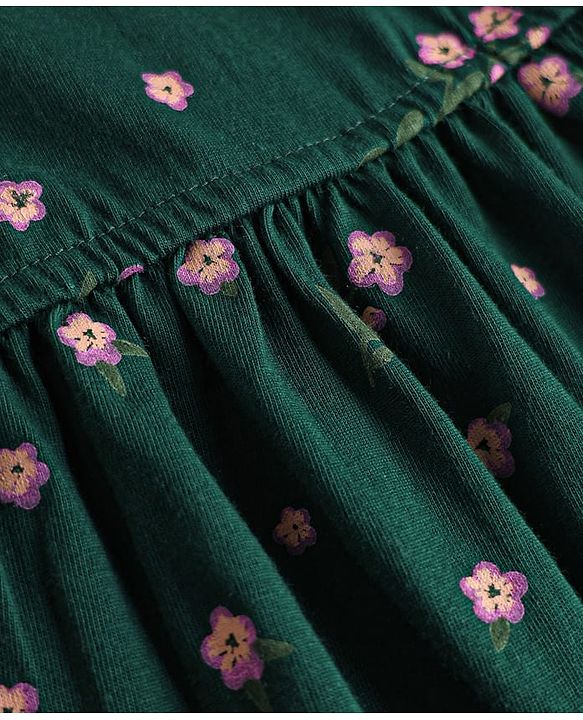 Pine Kids 100% Cotton Knit Sleeveless Floral Printed Frock - Multicolor