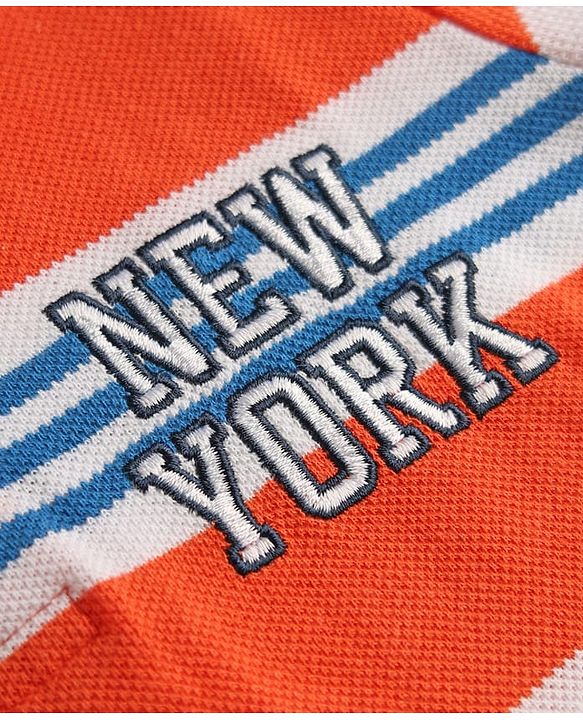 Babyhug Single Jersey Knit Half Sleeves Striped Polo T-Shirt & Denim Shorts With Text Embroidery Detailing - Multicolor