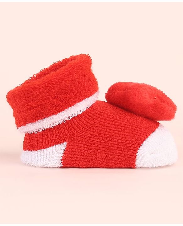 Cute Walk by Babyhug Sock Shoes with Star Applique - Red