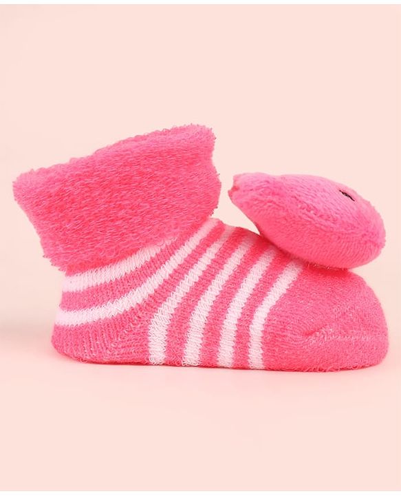 Cute Walk by Babyhug Socks Shoes with Bear Applique - Pink