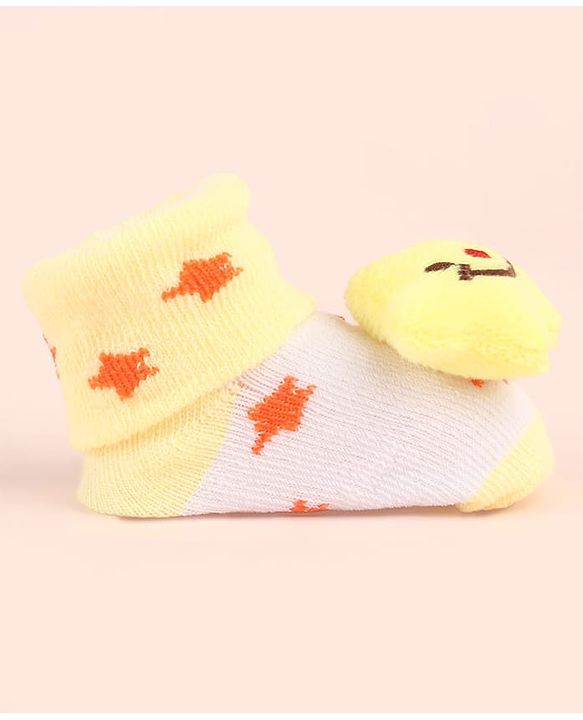 Cute Walk by Babyhug Sock Shoes with Star Design & Applique - Yellow