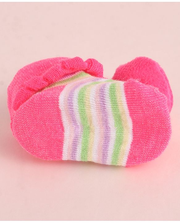 Cute Walk by Babyhug Fabric Socks With Large Strawberry Applique - Dark Pink