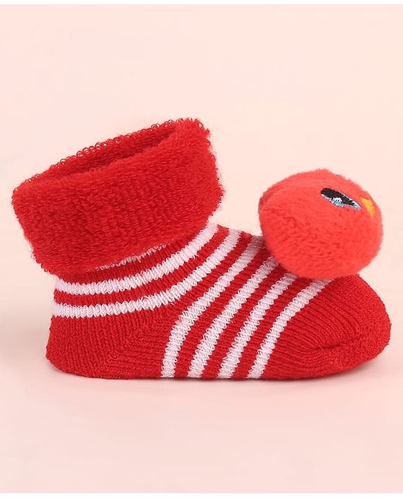 Cute Walk by Babyhug Sock Shoes with Duck Applique - Red