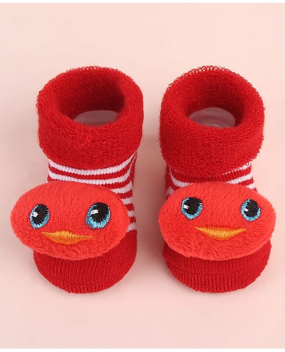 Cute Walk by Babyhug Sock Shoes with Duck Applique - Red