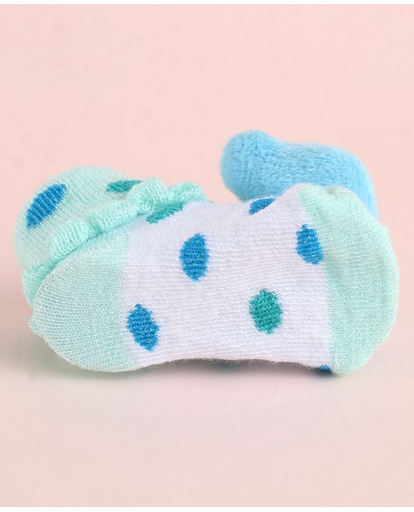 Cute Walk by Babyhug Fabric Socks Shoes With Large Teddy Bear Applique - Light Green