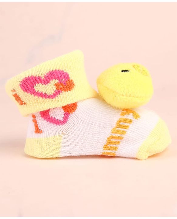 Cute Walk by Babyhug Sock Shoes with Duck Applique - Yellow