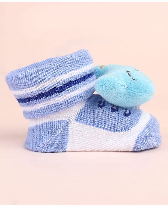 Cute Walk by Babyhug Sock Shoes with Bear Applique - Light Blue