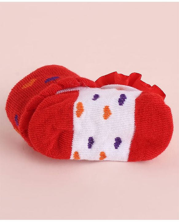 Cute Walk by Babyhug Fabric Socks Shoes With Large Floral Applique - Red