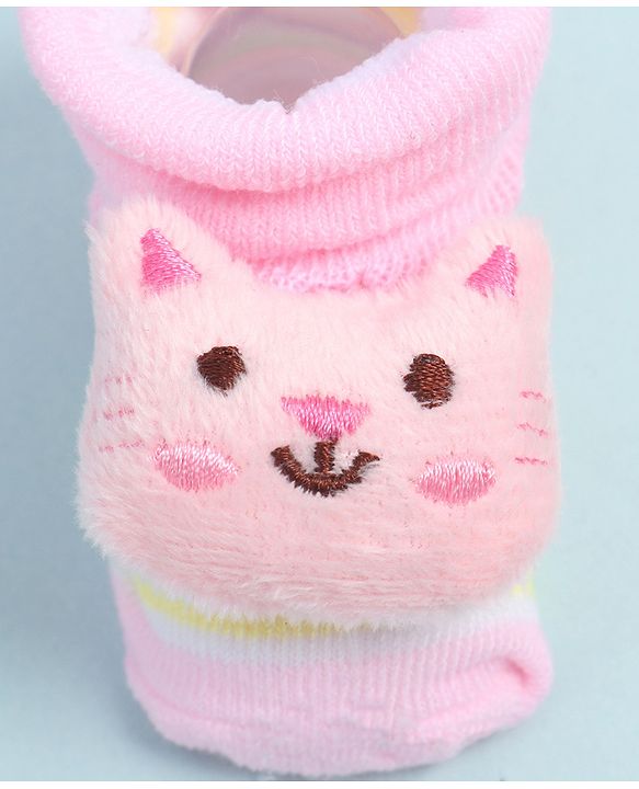 Cute Walk by Babyhug Socks Shoes With Cat Applique - Multicolor