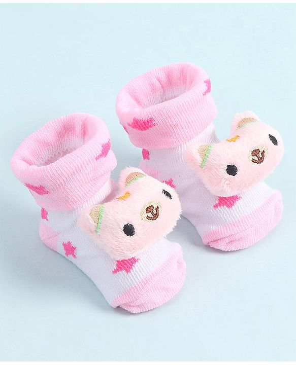 Cute Walk by Babyhug Socks Shoes With Animal Applique - Pink