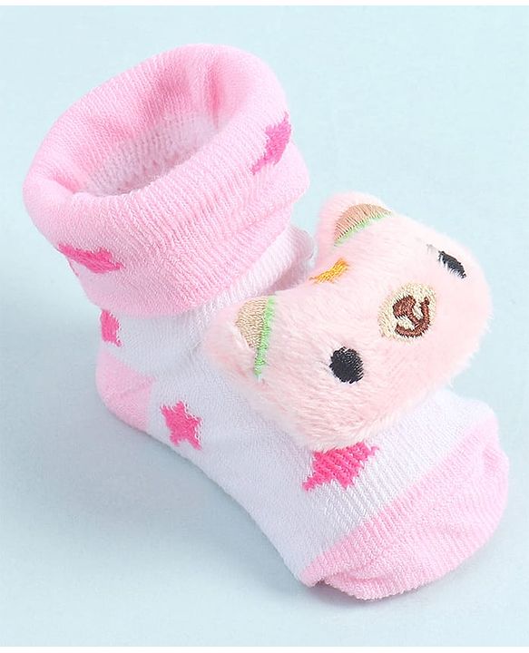 Cute Walk by Babyhug Socks Shoes With Animal Applique - Pink