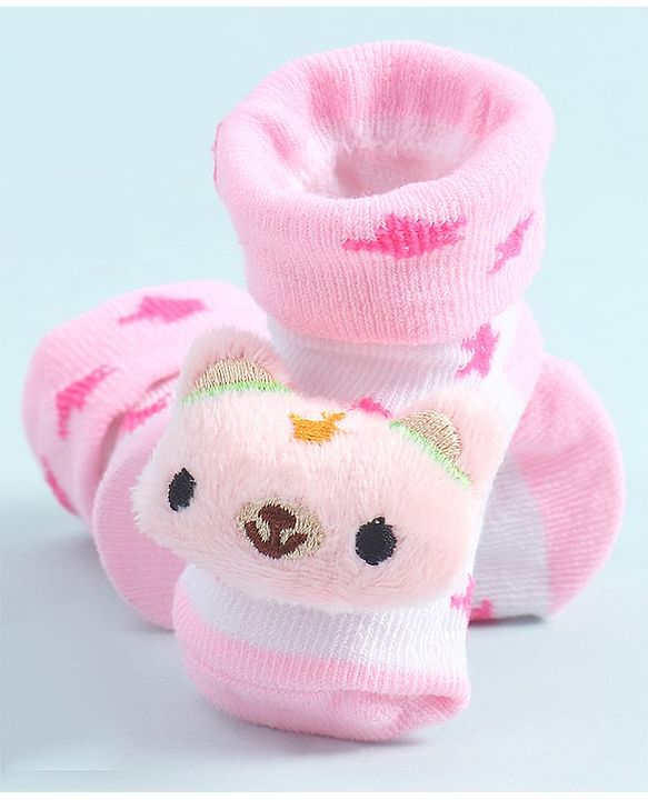 Cute Walk by Babyhug Socks Shoes With Animal Applique - Pink