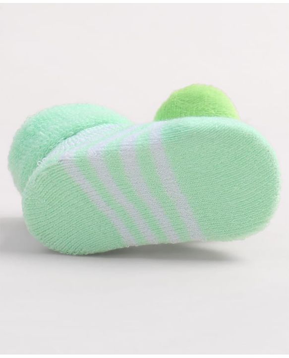 Cute Walk by Babyhug Fabric Ankle Length Socks Shoes with Duck Applique- Sea Green