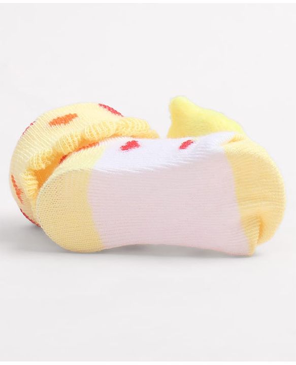 Cute Walk by Babyhug Fabric Ankle Length Socks Shoes with Heart Design & Chick Applique- Yellow
