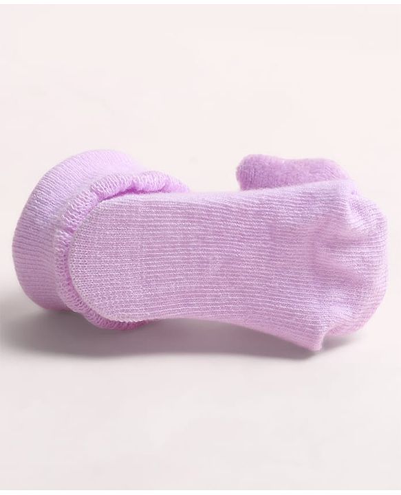 Cute Walk by Babyhug Fabric Ankle Length Socks Shoes with  Kitten Applique- Lilac