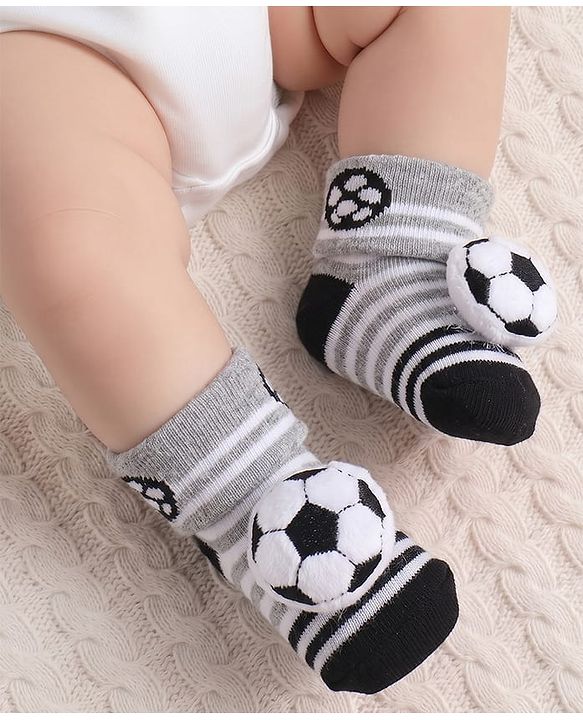 Cute Walk by Babyhug Socks Shoes With Football Applique - Multicolor