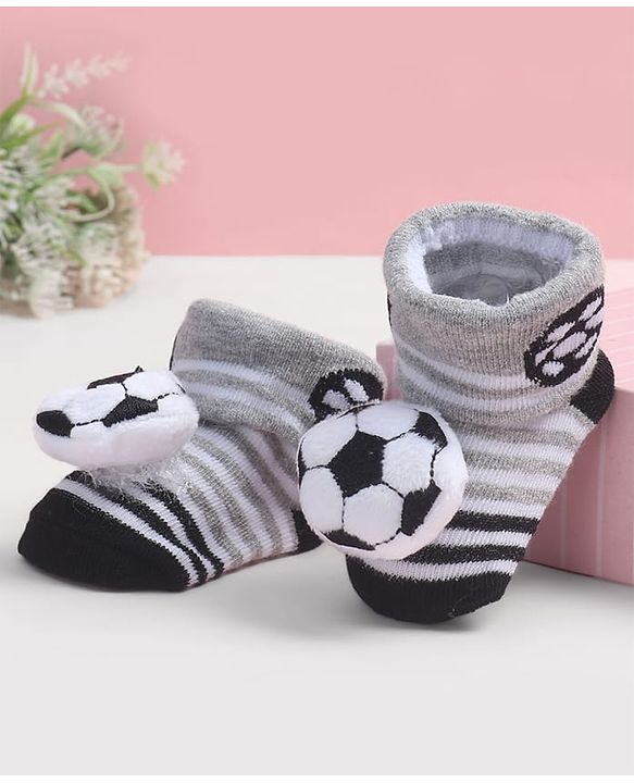 Cute Walk by Babyhug Socks Shoes With Football Applique - Multicolor