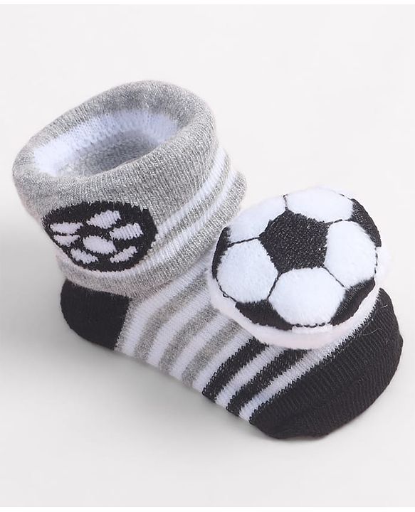 Cute Walk by Babyhug Socks Shoes With Football Applique - Multicolor