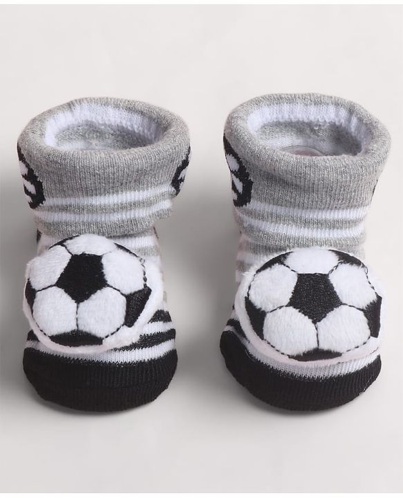 Cute Walk by Babyhug Socks Shoes With Football Applique - Multicolor