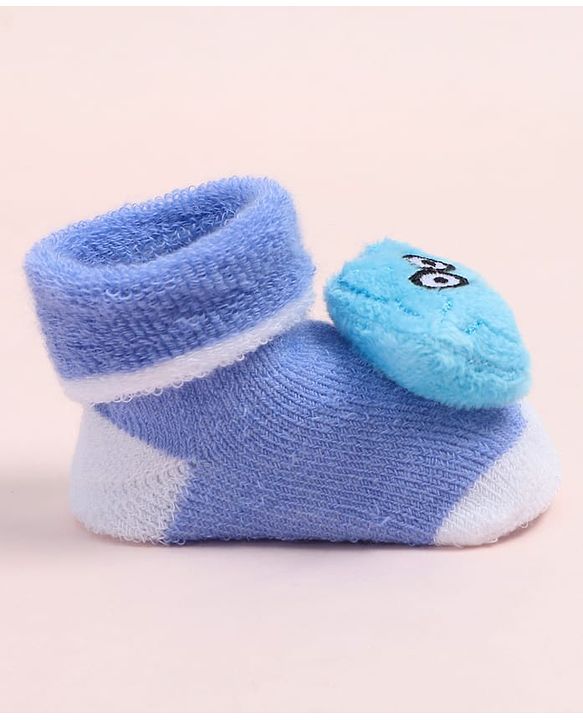 Cute Walk by Babyhug Fabric Ankle Length Socks Shoes with  Star Applique- Blue
