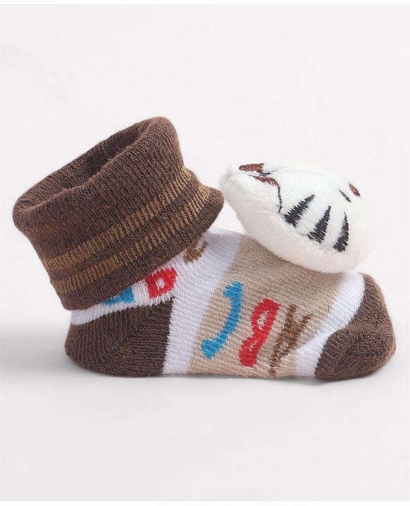 Cute Walk by Babyhug Socks Shoes With Cat Applique - Multicolor