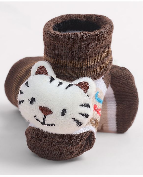 Cute Walk by Babyhug Socks Shoes With Cat Applique - Multicolor