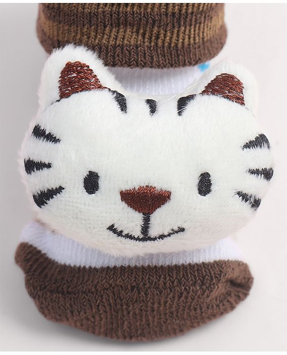Cute Walk by Babyhug Socks Shoes With Cat Applique - Multicolor
