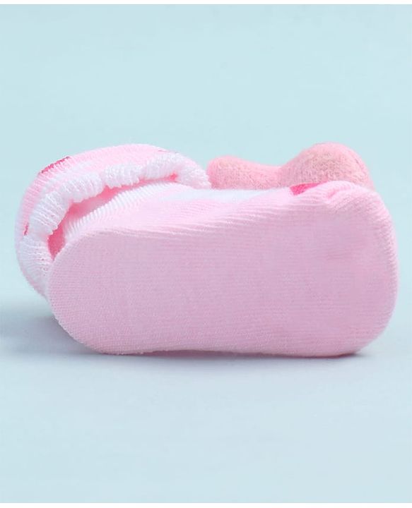 Cute Walk by Babyhug Fabric Ankle Length Socks Shoes with Design & Applique- Pink