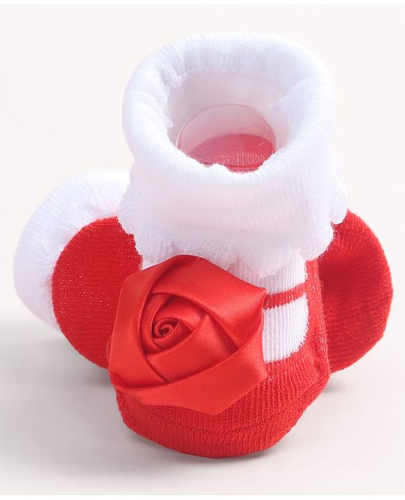 Cute Walk by Babyhug Socks Shoes With Floral Applique - Multicolor