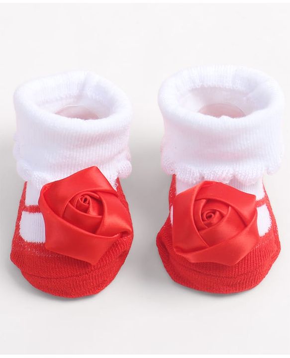 Cute Walk by Babyhug Socks Shoes With Floral Applique - Multicolor