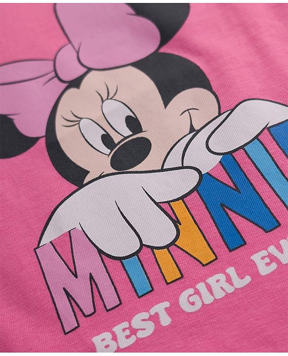 Babyhug Disney Single Jersey Knit Full Sleeves T-Shirt & Pyjama Night Suit With Minnie Mouse Graphics - Multicolor