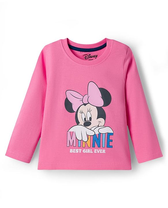 Babyhug Disney Single Jersey Knit Full Sleeves T-Shirt & Pyjama Night Suit With Minnie Mouse Graphics - Multicolor