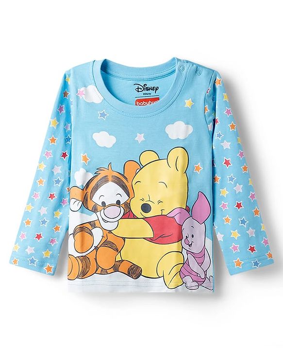 Babyhug Disney Single Jersey Knit Full Sleeves T-Shirt & Pyjama Night-Suit With Winnie The Pooh Print - Blue