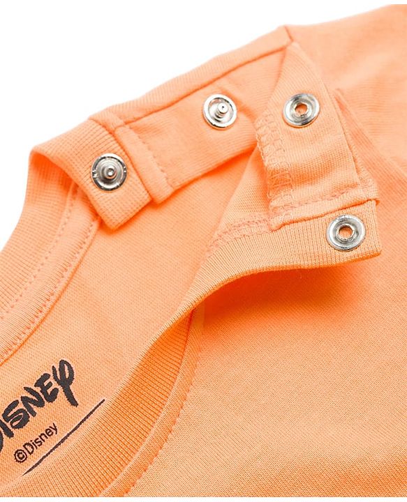 Babyhug Disney Half Sleeves T-Shirt & Shorts Night-Suit With Marie Graphics - Orange