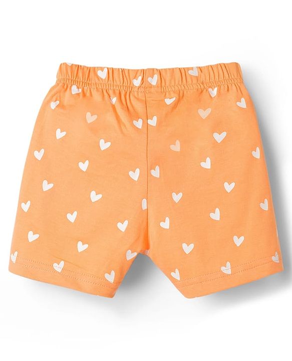 Babyhug Disney Half Sleeves T-Shirt & Shorts Night-Suit With Marie Graphics - Orange