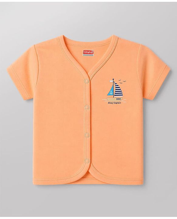 Babyhug 100% Cotton Knit Half Sleeves Nautical Theme Printed Jhablas Pack Of 3 - Multicolor