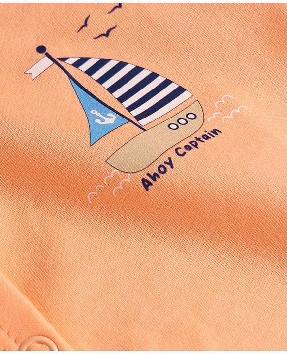Babyhug 100% Cotton Knit Half Sleeves Nautical Theme Printed Jhablas Pack Of 3 - Multicolor