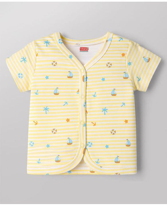 Babyhug 100% Cotton Knit Half Sleeves Nautical Theme Printed Jhablas Pack Of 3 - Multicolor