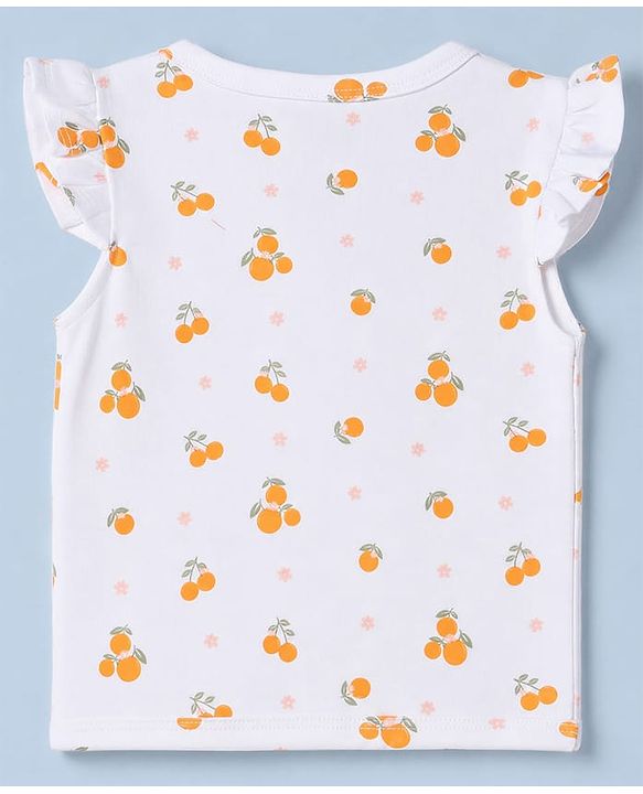Babyhug 100% Cotton Interlock Knit Half Sleeves Front Open Jhablas With Floral & Fruit Print Pack of 3 - White & Peach
