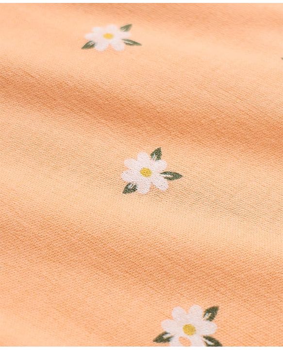Babyhug 100% Cotton Interlock Knit Half Sleeves Front Open Jhablas With Floral & Fruit Print Pack of 3 - White & Peach