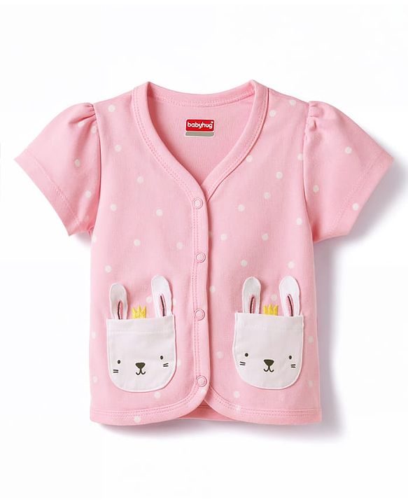 Babyhug 100% Cotton Interlock Knit Half Sleeves Jhablas With Polka Dots Print & Animal Applique Pockets Pack of 3 - Multicolor