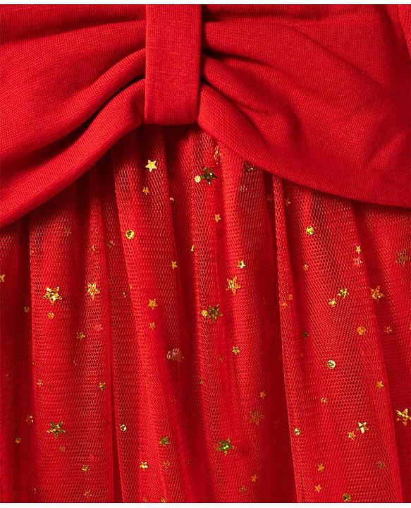 Babyhug Cotton Knit One Piece Dresses Round Neck Ruffle Sleeves Star Embellished Dark Pink 3-6 Months