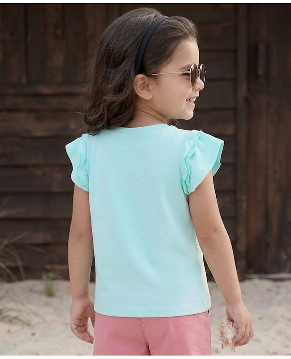 Babyhug Cotton Knit Half Sleeves Top with Starfish Applique - Multicolor