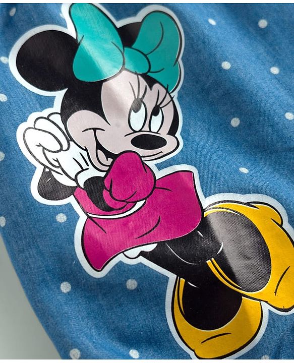 Babyhug Disney Cotton Knit Half Sleeves T-Shirt & Dungaree Set with Minnie Mouse Graphic - Multicolor