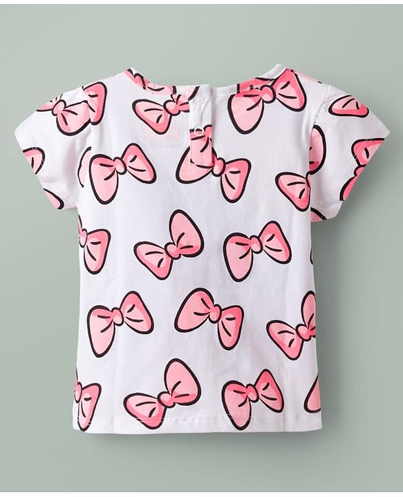 Babyhug Disney Cotton Knit Half Sleeves T-Shirt & Dungaree Set with Minnie Mouse Graphic - Multicolor